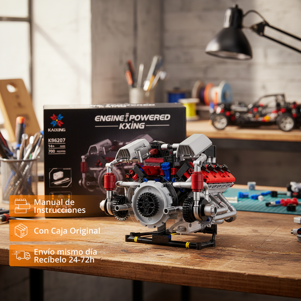 KAIXING Motor V8 con batería y motor eléctrico (700 pzas)