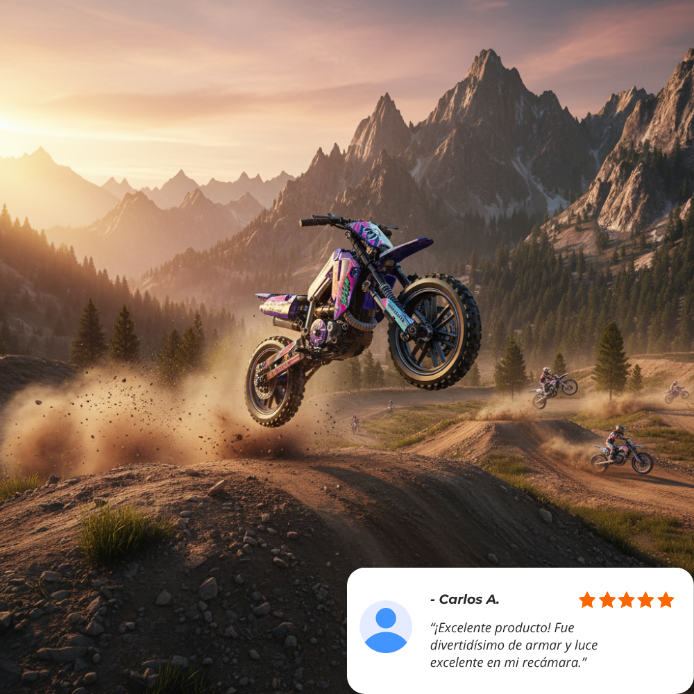 Motocross Modelo Morado Escala 1:10 (476 pzas)