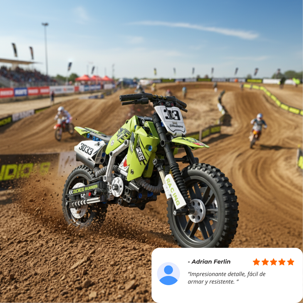 Motocross Modelo Verde Escala 1:10 (476 pzas)