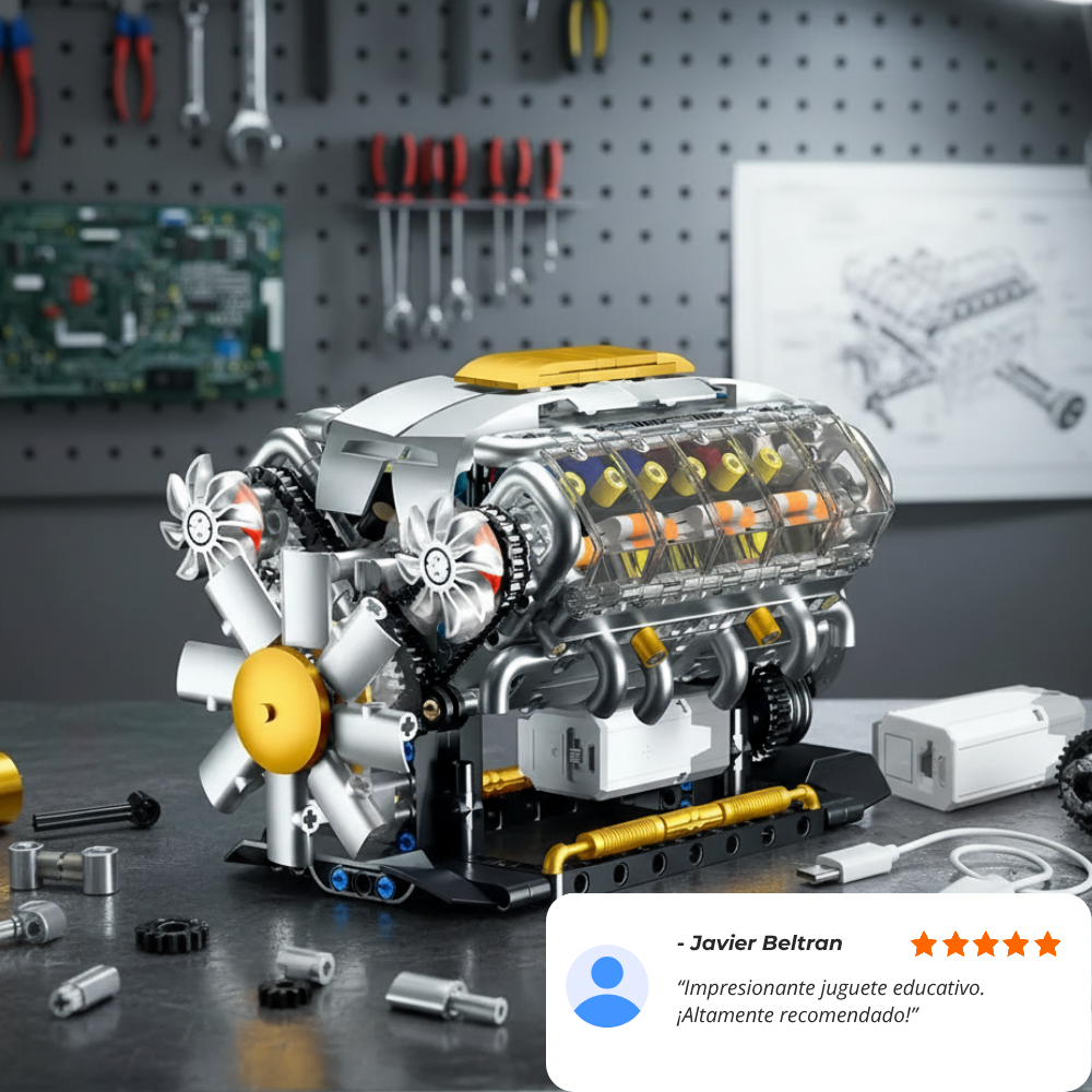 Motor V8 con batería y motor eléctrico (692 pzas)