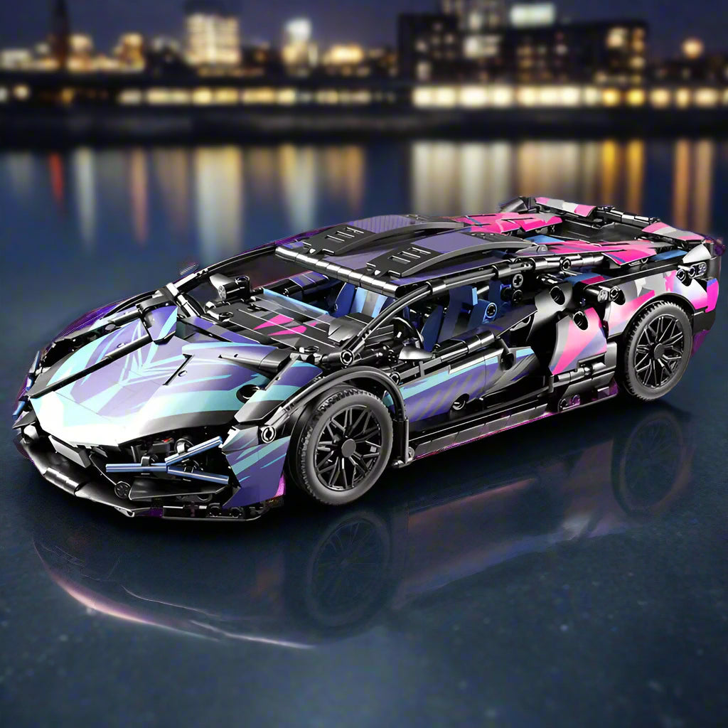 1314PCS Black Purple Lamborghinised Sian Sport Car Building Blocks Assemble Racing Vehicle Bricks Toys Birthday Gift for Kid Boy