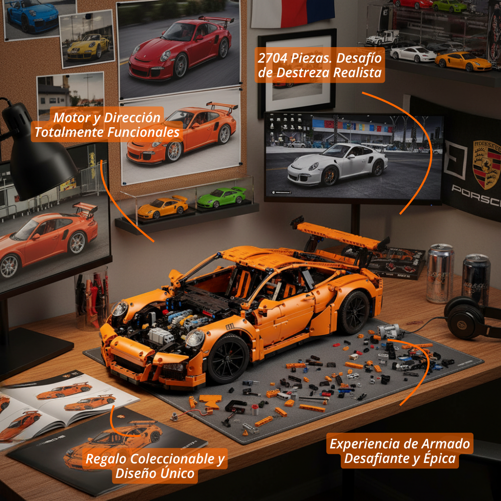911 GT3 Deportivo Naranja Escala 1:8  (2704 pzas)