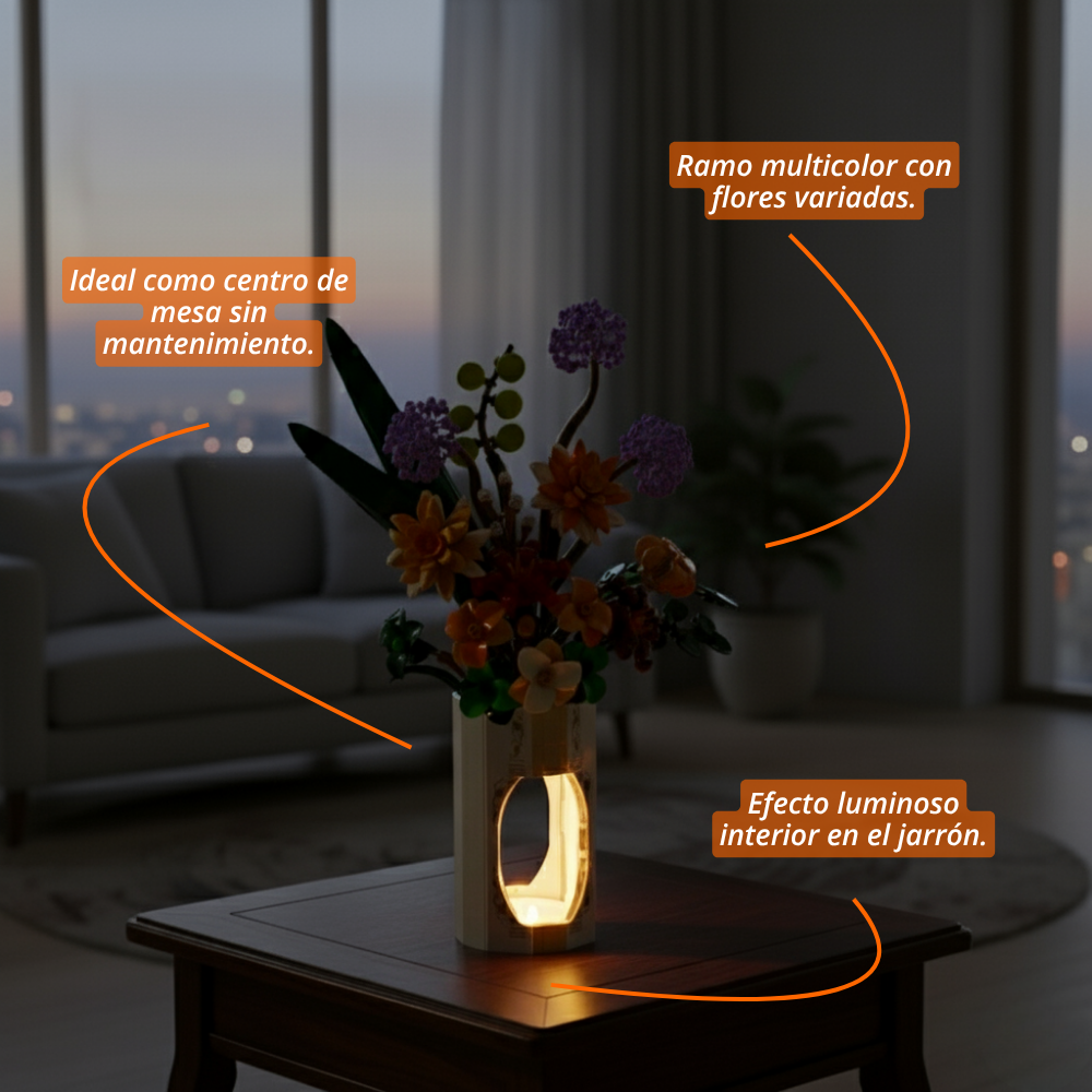 Jarrón Floral con Florero Luminoso (890 pzas)