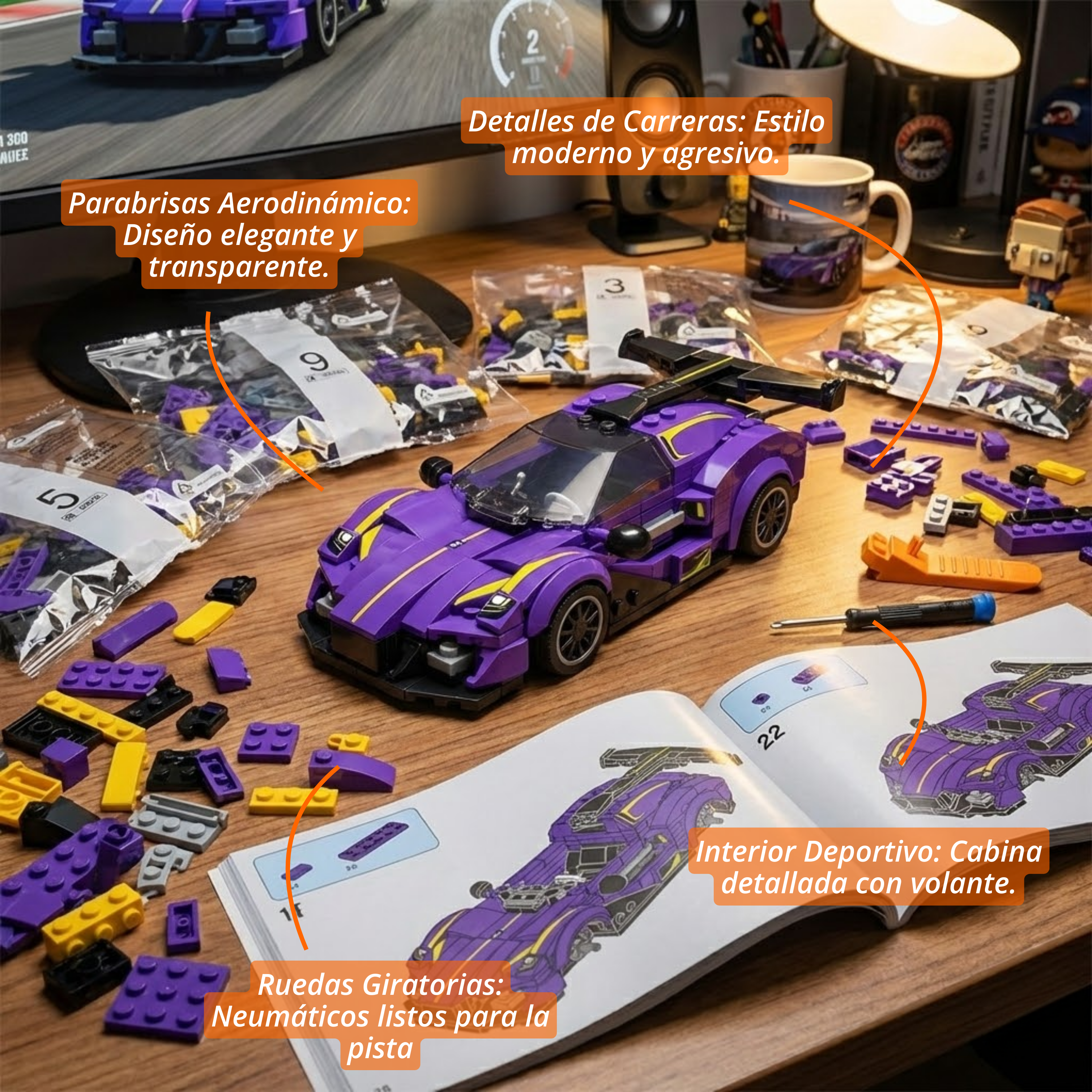 TYCOLE Deportivo Morado con vitrina acrílica (331 pzas)