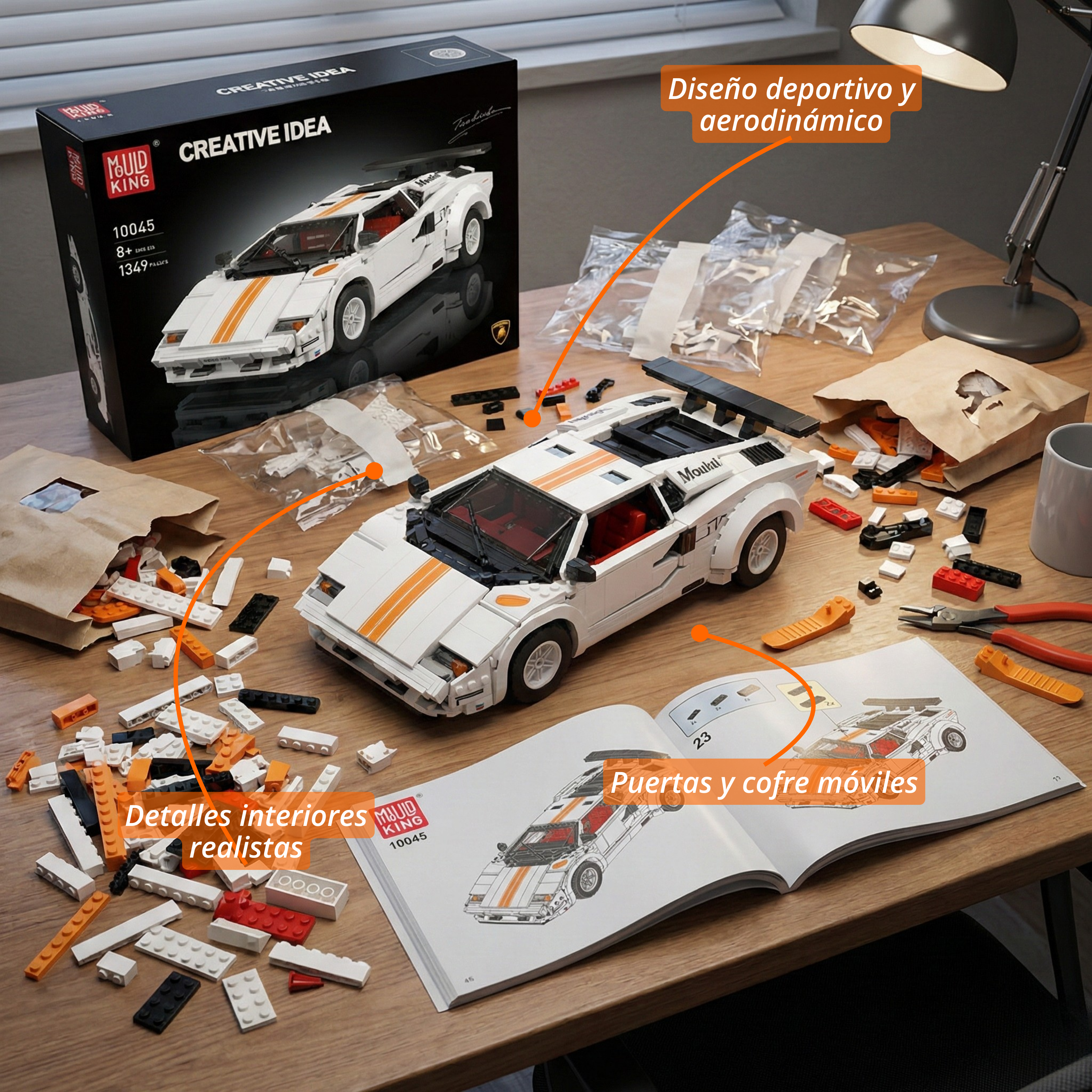 Mouldking Lamborhini Coutach: Kit de Colección (1349 pzas)