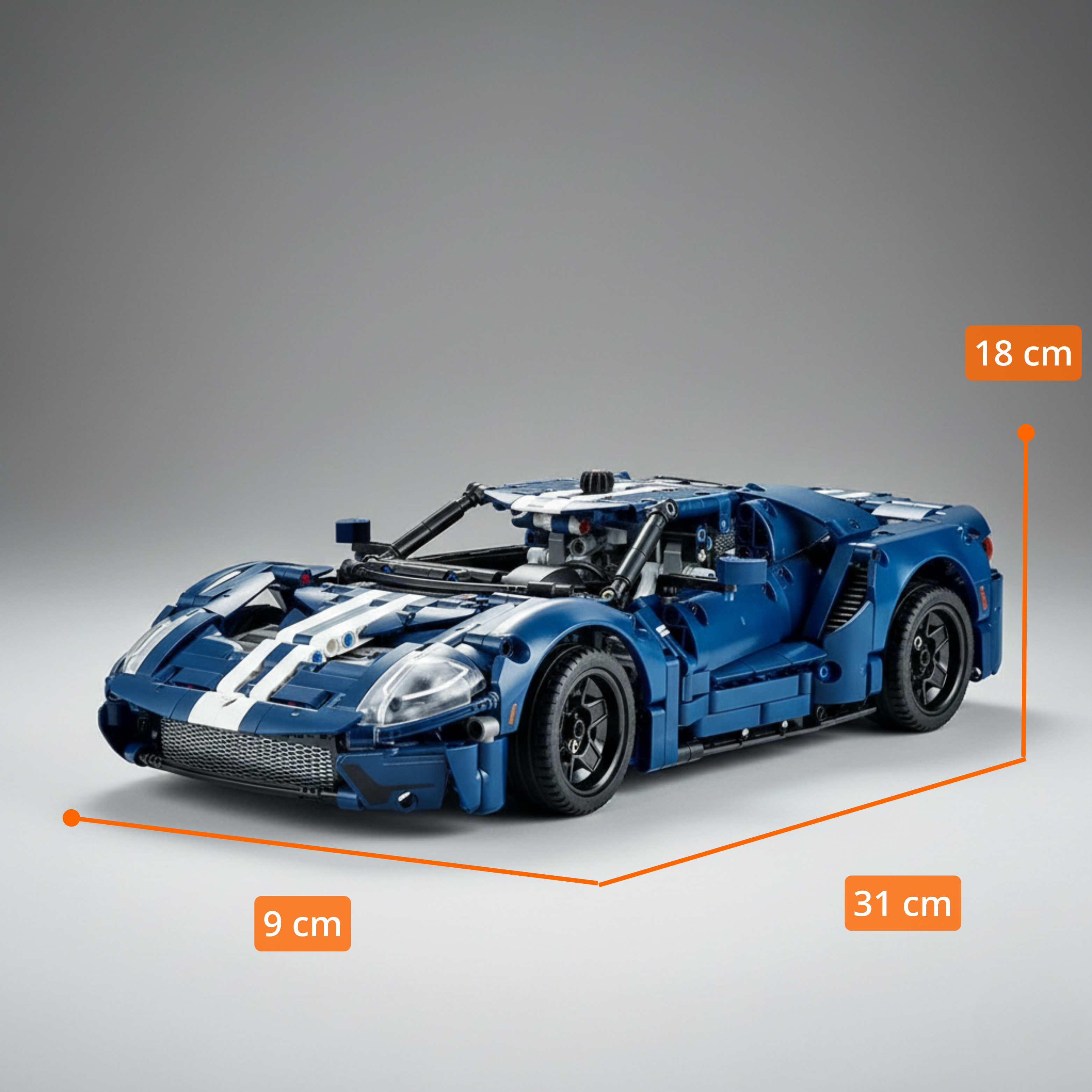 Ford GT: Deportivo GT Azul Escala 1:12 (1466 pzas)