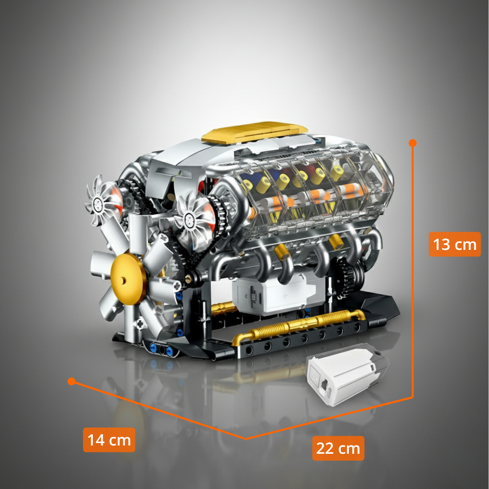 Motor V8 con batería y motor eléctrico (692 pzas)
