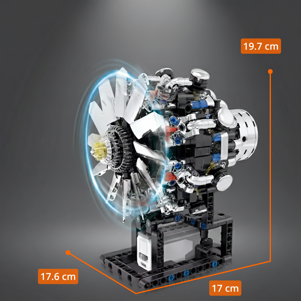 GISEGA Motor de Avión V8 con motor eléctrico (558 pzas)