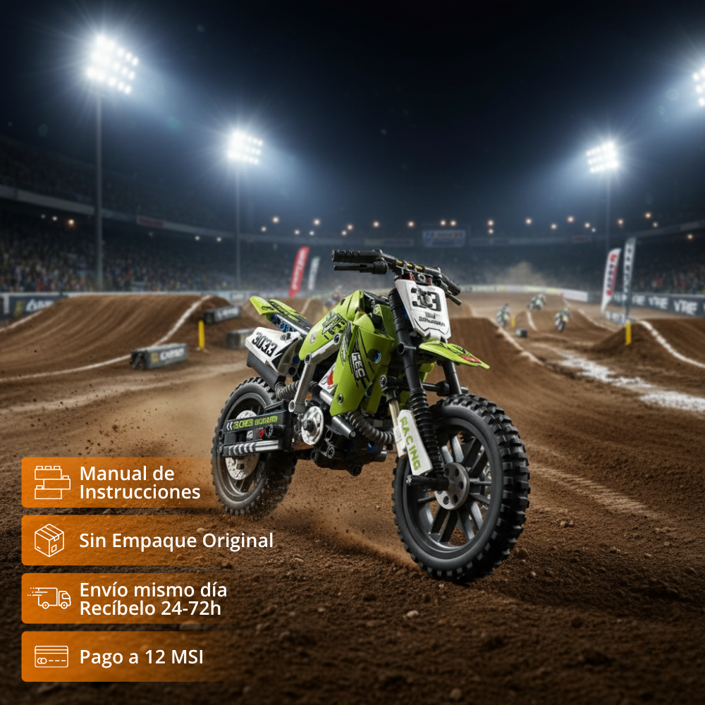 Motocross Modelo Verde Escala 1:10 (476 pzas)