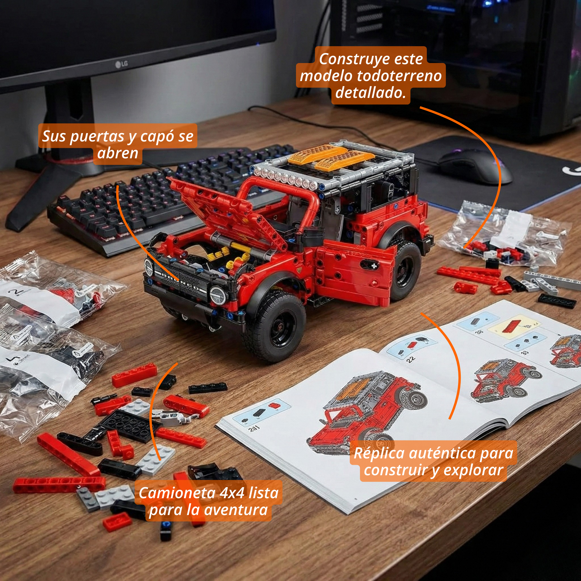Bronco: SUV Roja Escala 1:15 (943 pzas)