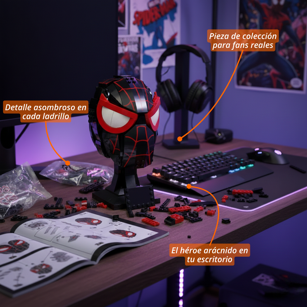 Máscara del Héroe Arácnido – Set de Construcción (487 Piezas)
