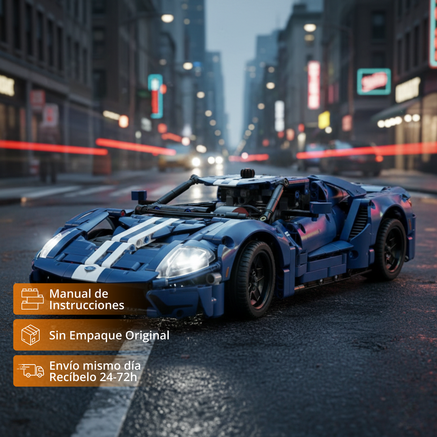 Ford GT: Deportivo GT Azul Escala 1:12 (1466 pzas)