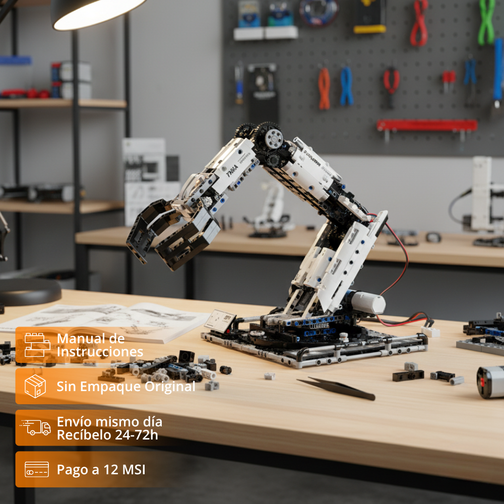Brazo Robótico Programable T2007 con batería y 4 motores (784 pzas)