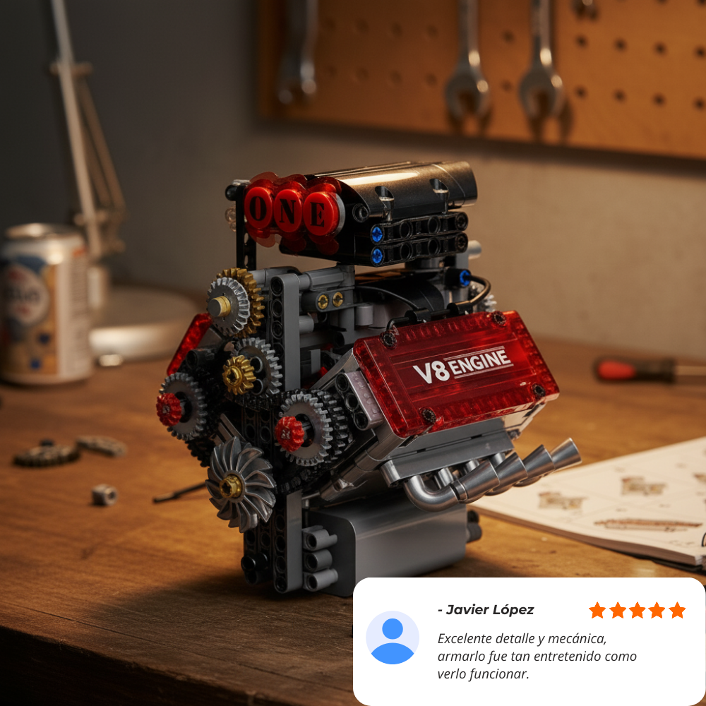 Motor V8 con batería y motor eléctrico (478 pzas)