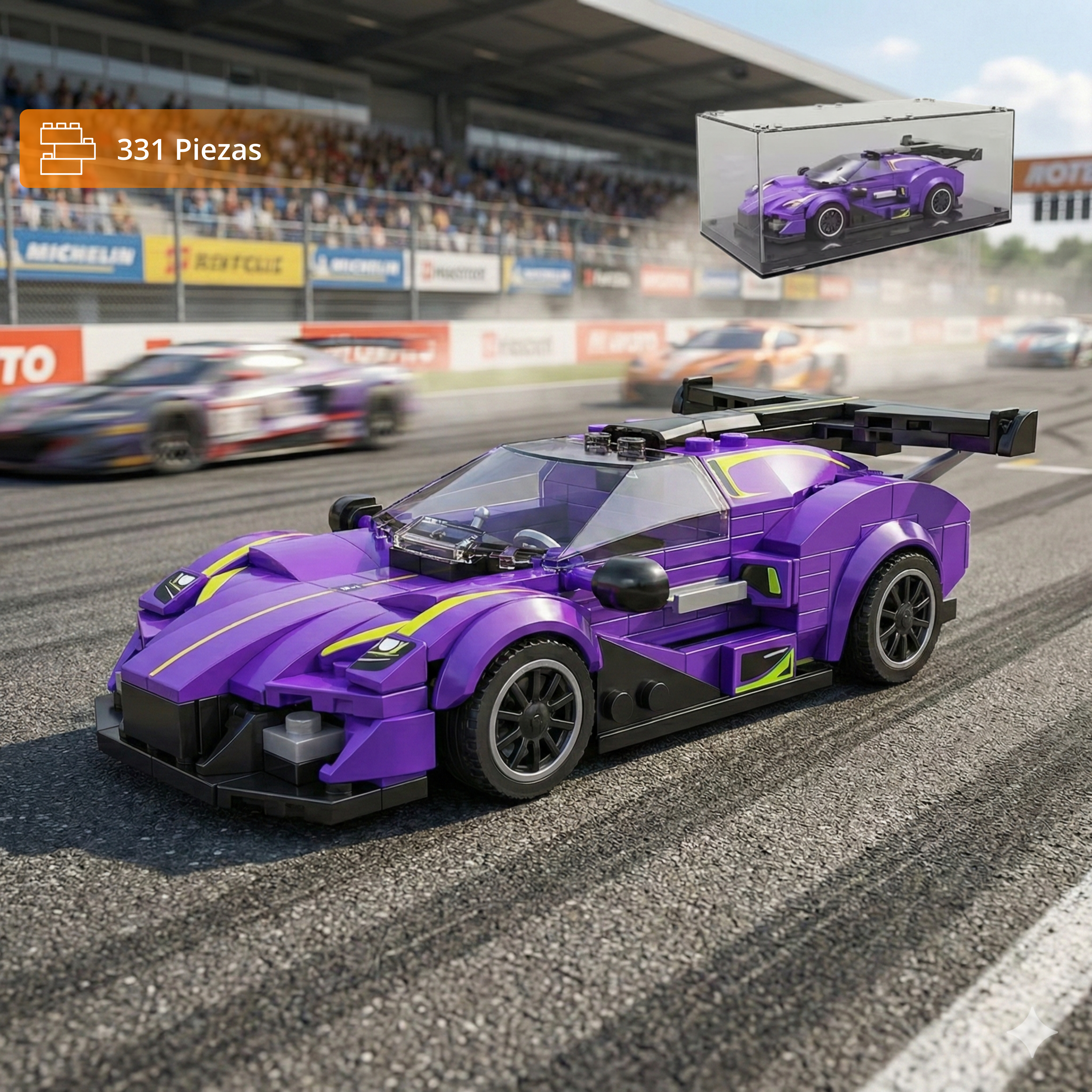 TYCOLE Deportivo Morado con vitrina acrílica (331 pzas)