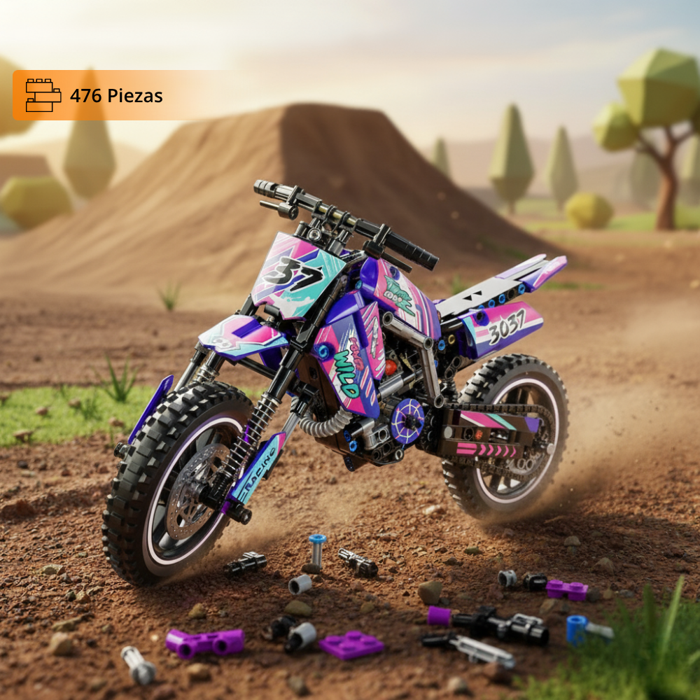 Motocross Modelo Morado Escala 1:10 (476 pzas)