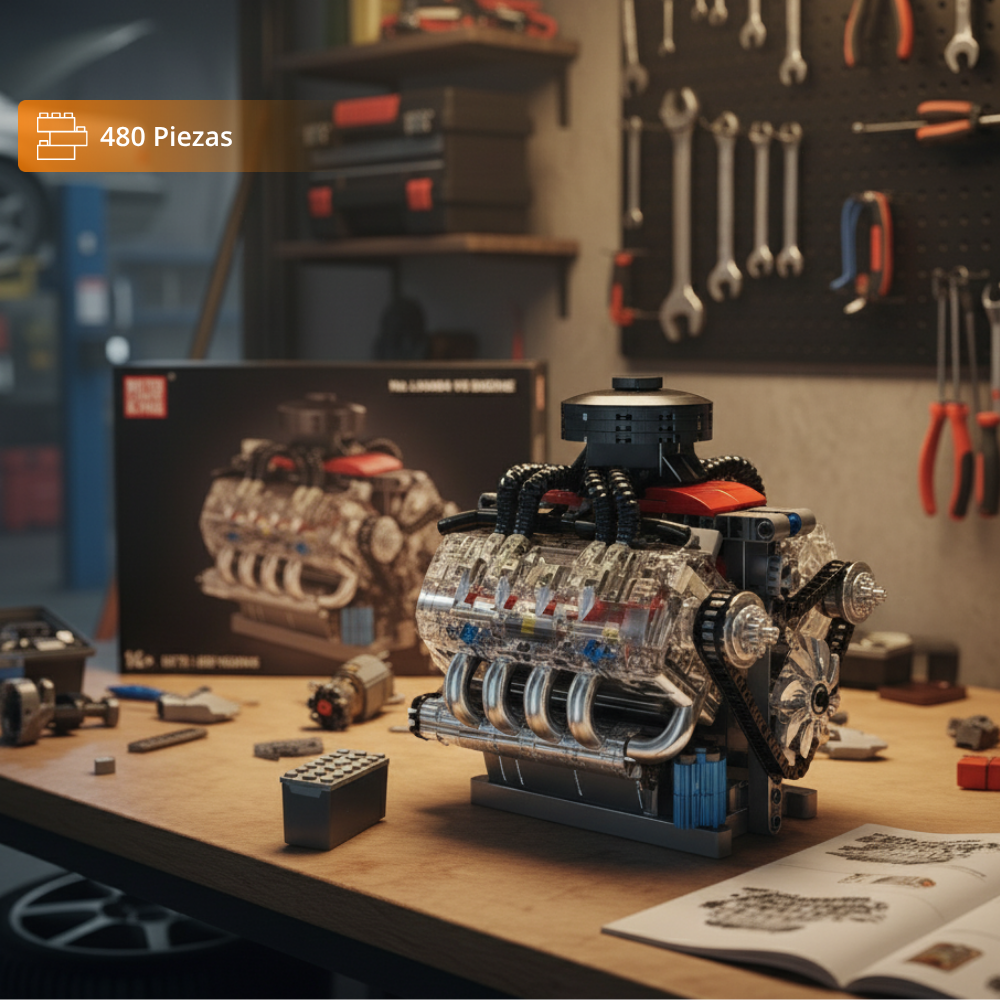 Motor LSX454 V8 con batería y motor eléctrico (480 pzas)