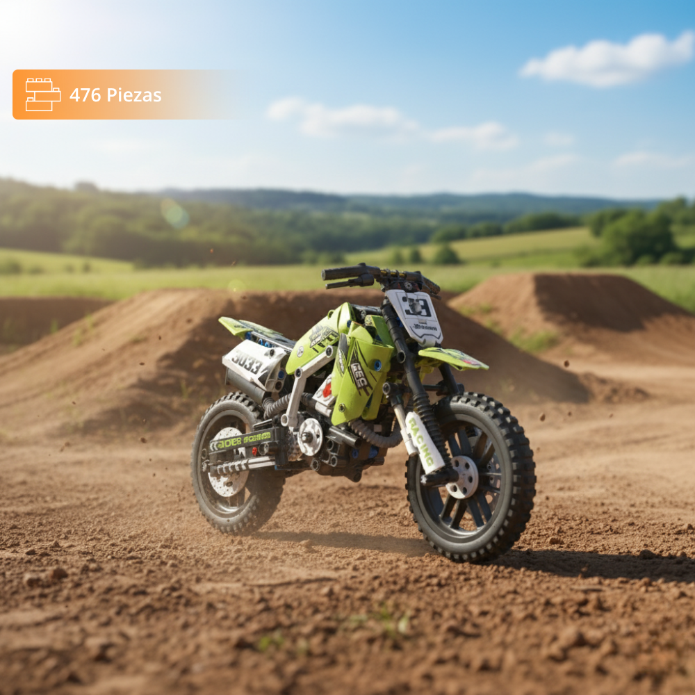 Motocross Modelo Verde Escala 1:10 (476 pzas)