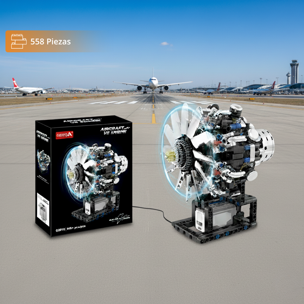 Motor de Avión V8 con motor eléctrico (558 pzas)