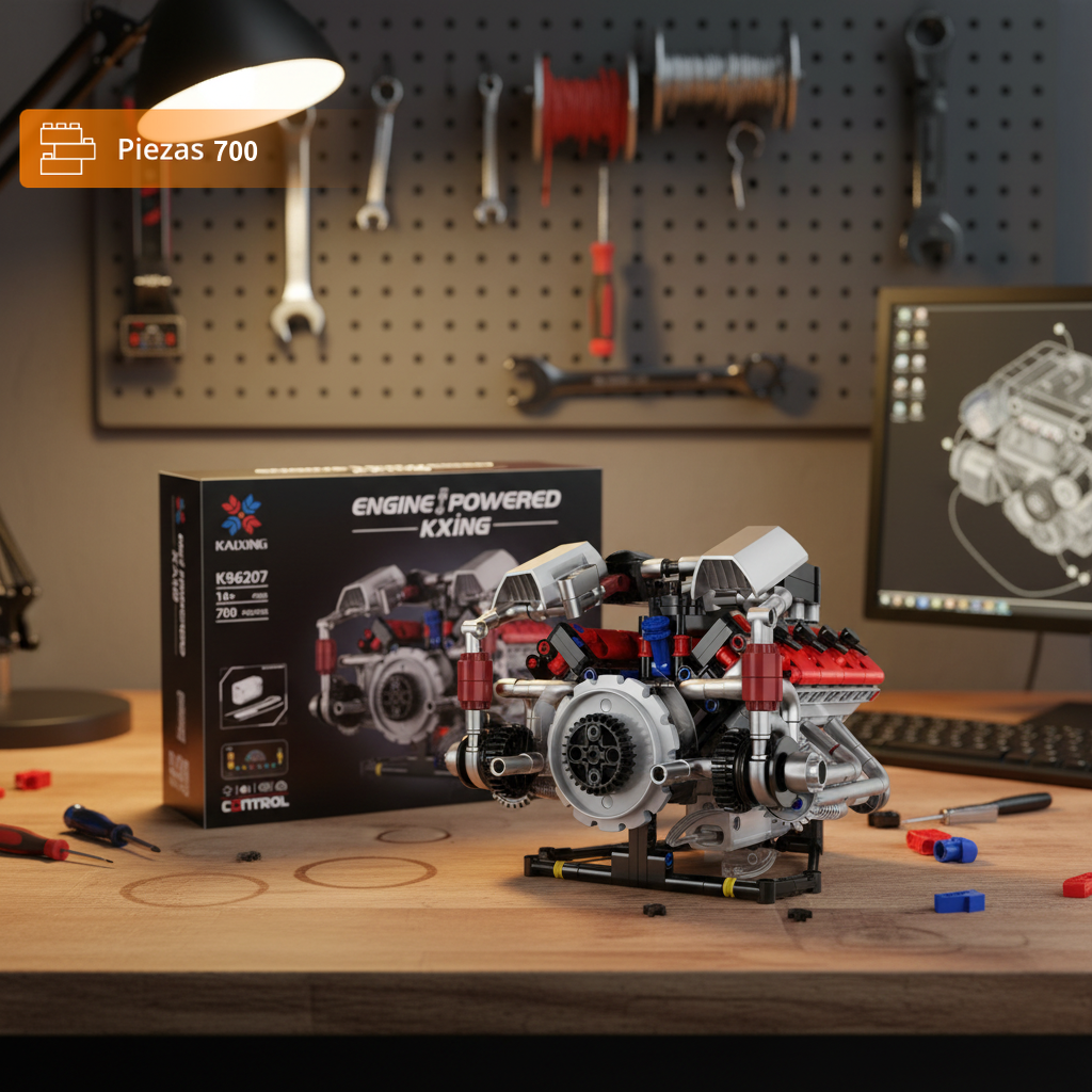 KAIXING Motor V8 con batería y motor eléctrico (700 pzas)
